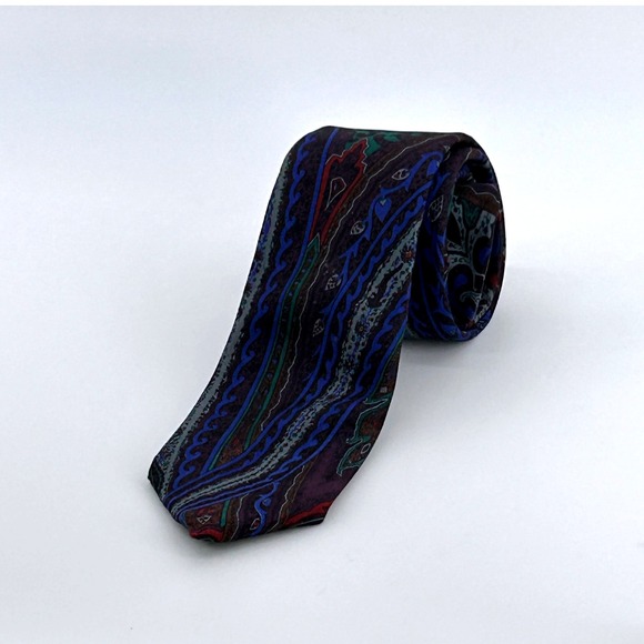 Oscar de la Renta Other - Oscar de la Renta Men's Paisley Silk Necktie Blue Burgundy Green Elegant‎ Formal